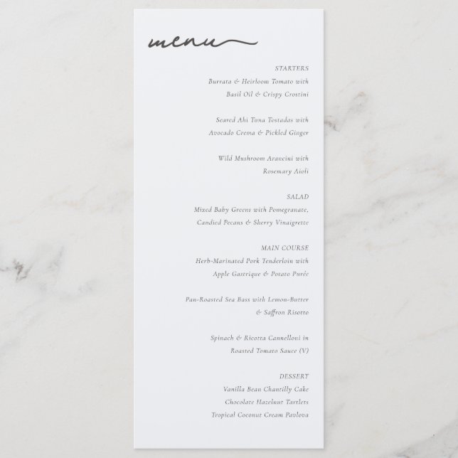 Elegant Minimalist Menu for Fine Dining (Front)