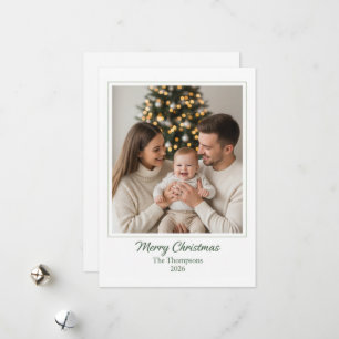 Elegant Minimalist Merry Christmas Family Photo Holiday Card