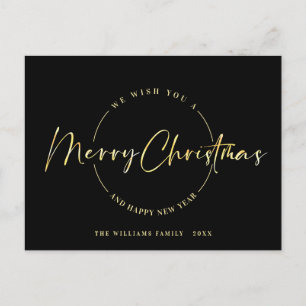 Elegant Minimalist Merry Christmas Greeting Holiday Postcard