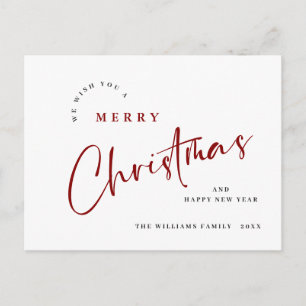 Elegant Minimalist Merry Christmas Greeting Holiday Postcard