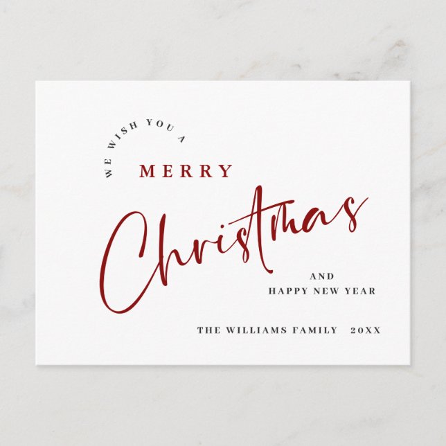 Elegant Minimalist Merry Christmas Greeting Holiday Postcard (Front)