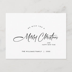 Elegant Minimalist Merry Christmas Greeting Holiday Postcard
