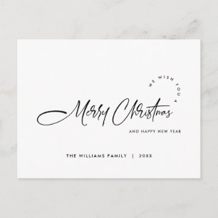 Elegant Minimalist Merry Christmas Greeting Holiday Postcard