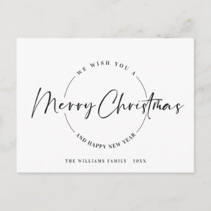 Elegant Minimalist Merry Christmas Greeting Holiday Postcard