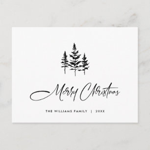Elegant Minimalist Merry Christmas Greeting Holiday Postcard