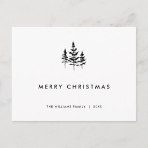 Elegant Minimalist Merry Christmas Greeting Holiday Postcard