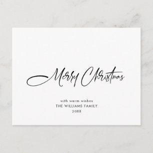 Elegant Minimalist Merry Christmas Greeting Holiday Postcard