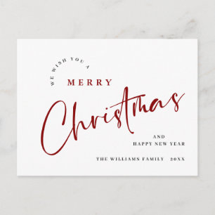 Elegant Minimalist Merry Christmas Greeting Postcard