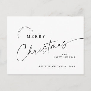 Elegant Minimalist Merry Christmas Greeting Postcard