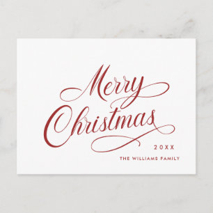 Elegant Minimalist Merry Christmas Greeting Postcard