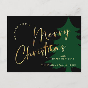 Elegant Minimalist Merry Christmas Greeting Postcard