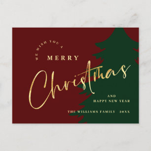 Elegant Minimalist Merry Christmas Greeting Postcard