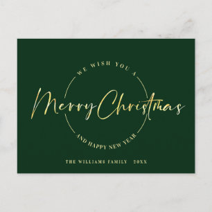 Elegant Minimalist Merry Christmas Greeting Postcard