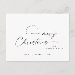 Elegant Minimalist Merry Christmas Greeting Postcard