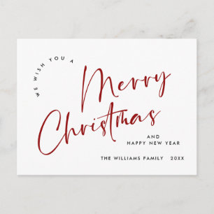 Elegant Minimalist Merry Christmas Greeting Postcard