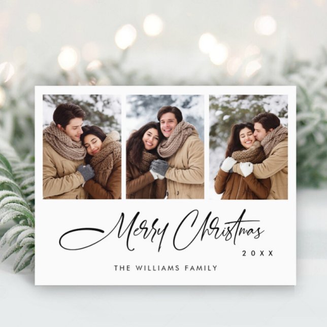 Elegant Minimalist Merry Christmas Holiday Photo Postcard (Creator Uploaded)