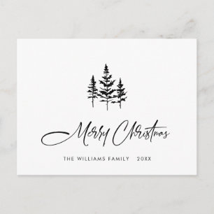 Elegant Minimalist Merry Christmas Holiday Postcard