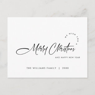Elegant Minimalist Merry Christmas Holiday Postcard