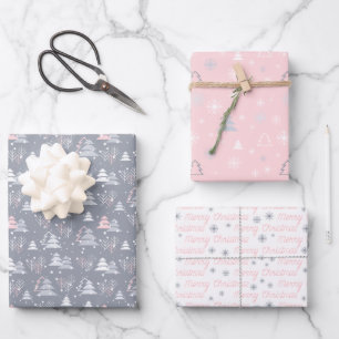 Elegant Minimalist Merry Christmas Pattern Wrapping Paper Sheet