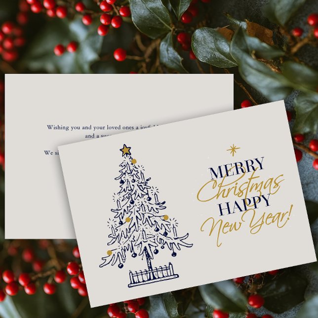 Elegant Minimalist Merry Christmas Tree Corporate Holiday Card (Creator Uploaded)