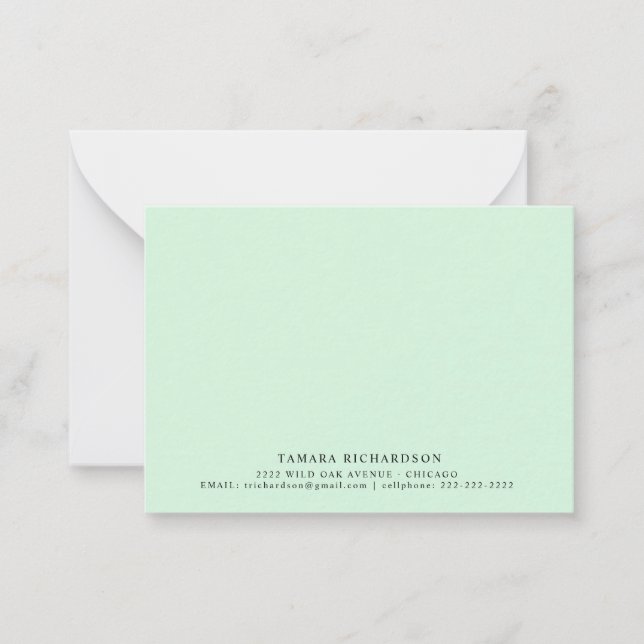 Elegant Minimalist Mint Green  Card (Front)