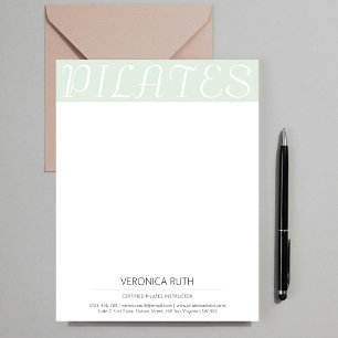 Elegant Minimalist Mint Green Pilates Custom Letterhead