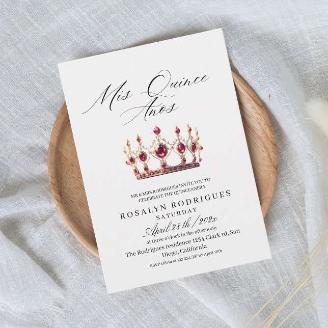 Elegant Minimalist Mis Quince Anos Crown Invitation (Creator Uploaded)
