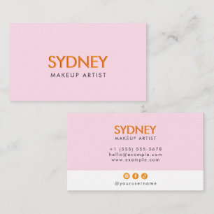 Elegant Minimalist Modern Blush Pink Orange Chic  Business Card