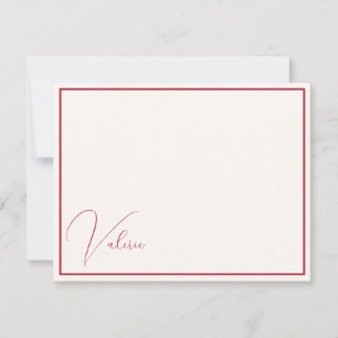 Elegant Minimalist Modern Chic Ivory & Red Card