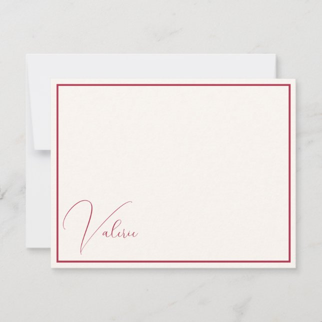 Elegant Minimalist Modern Chic Ivory & Red Card (Front)