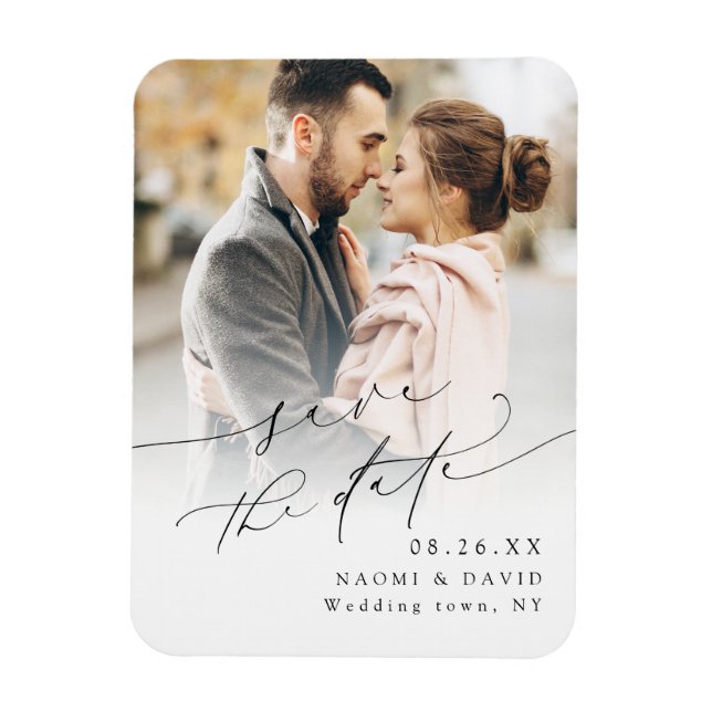 Elegant Minimalist Modern Chic Script Photo   Magnet (Vertical)