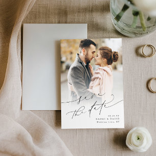 Elegant Minimalist Modern Chic Script Photo Save The Date