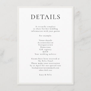Elegant Minimalist Modern Chic Simple Wedding Enclosure Card