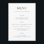 Elegant Minimalist | Modern Chic Simple Wedding Menu<br><div class="desc">A simple, elegant wedding menu enclosure card in a modern minimalist design style with a classic typography and a chic sophisticated feel. The text can easily be personalised with your menu options for a unique one of a kind wedding design. If you need any help customising this product, please contact...</div>