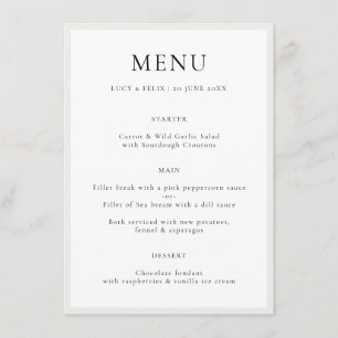 Elegant Minimalist Modern Chic Simple Wedding Menu