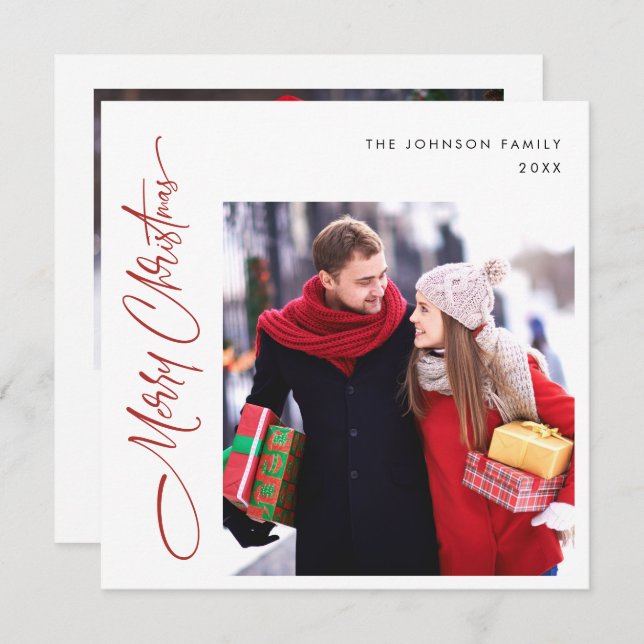 Elegant Minimalist Modern Christmas 2 Photo Holiday Card (Front/Back)