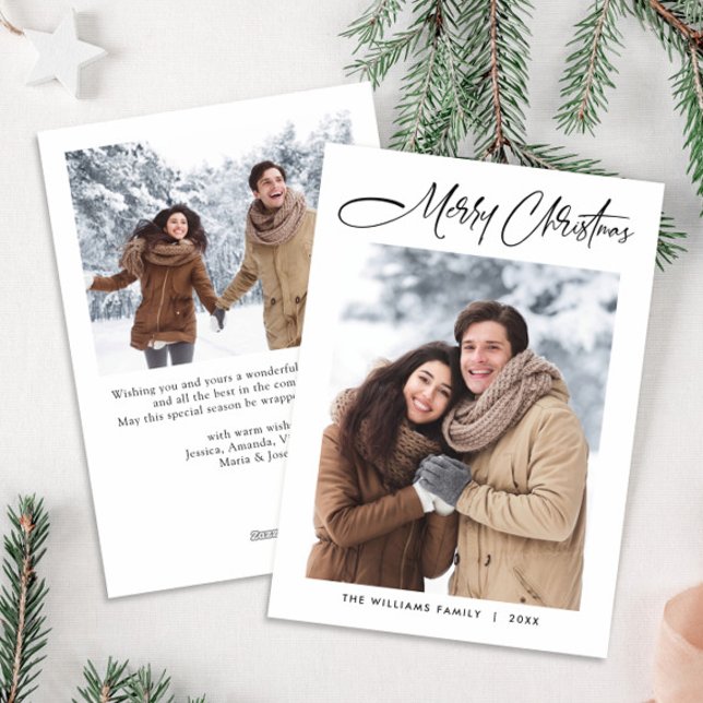 Elegant Minimalist Modern Christmas 2 Photo Holiday Card (Creator Uploaded)