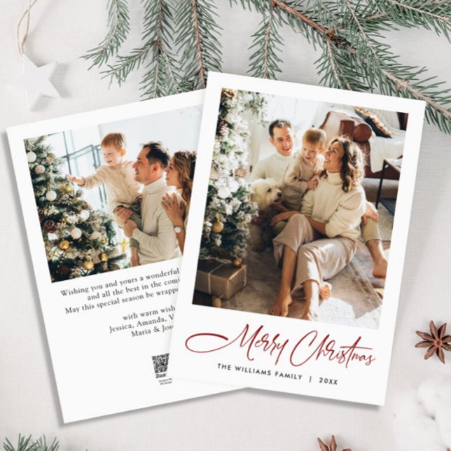 Elegant Minimalist Modern Christmas 2 Photo Holiday Card (Creator Uploaded)