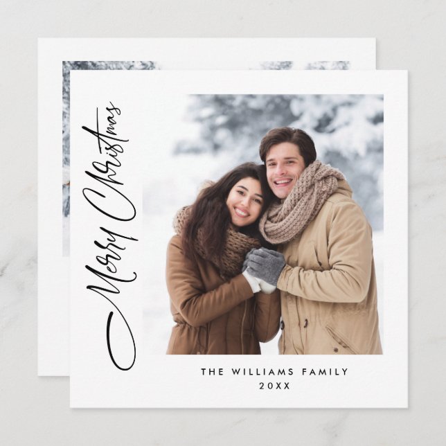 Elegant Minimalist Modern Christmas 2 Photo Holiday Card (Front/Back)