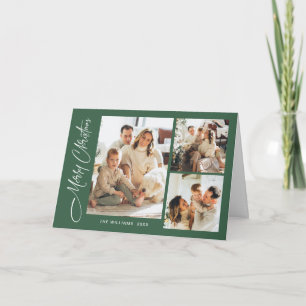Elegant Minimalist Modern Christmas 5 Photo Holiday Card