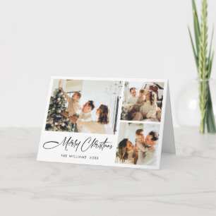 Elegant Minimalist Modern Christmas 5 Photo Holiday Card