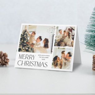 Elegant Minimalist Modern Christmas 5 Photo Holiday Card