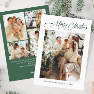 Elegant Minimalist Modern Christmas 5 Photo Holiday Card