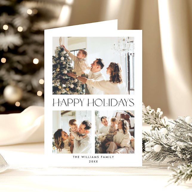 Elegant Minimalist Modern Christmas 5 Photo Holiday Card (Creator Uploaded)