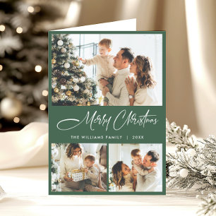 Elegant Minimalist Modern Christmas 5 Photo Holiday Card
