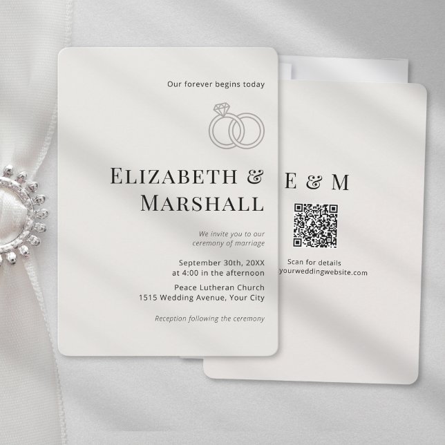 Elegant Minimalist Modern Classic QR code Wedding Invitation (Creator Uploaded)