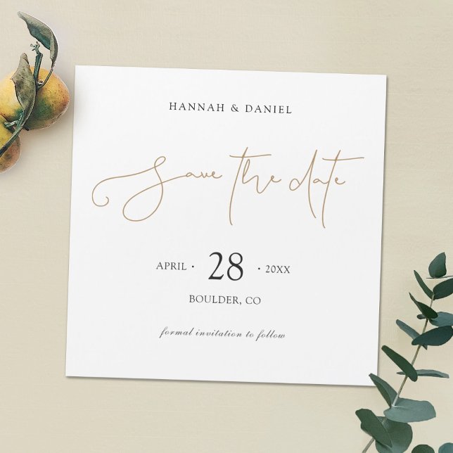 Elegant Minimalist Modern Gold Save the Date Magnetic Invitation (Creator Uploaded)