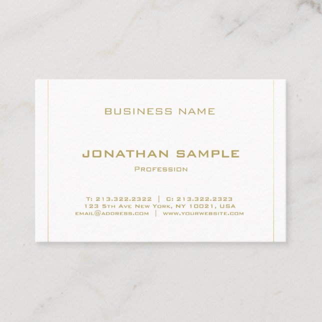 Elegant Minimalist Modern Gold Striped Trendy Business Card (Front)