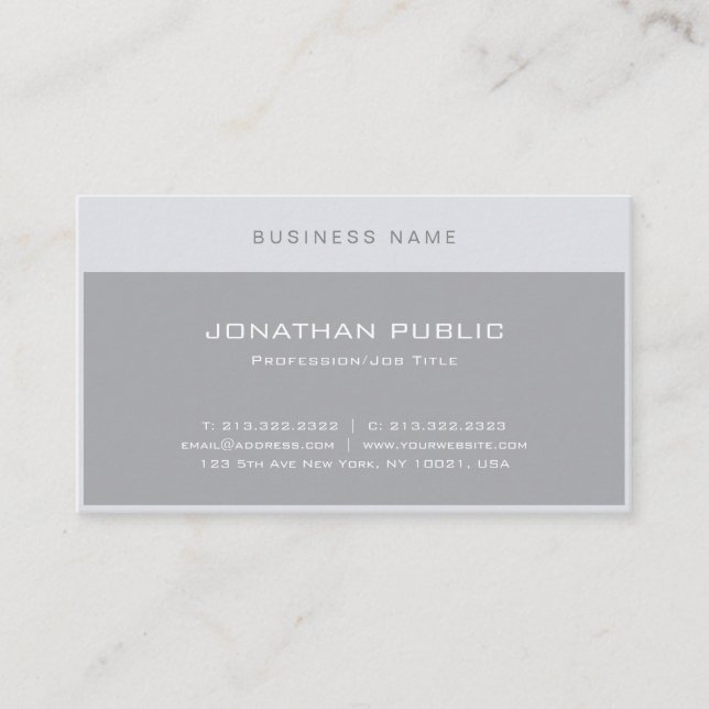 Elegant Minimalist Modern Grey Professional Chic Business Card (Front)