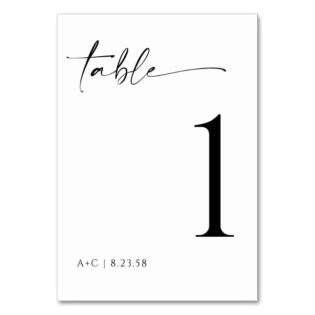 Elegant Minimalist Modern Handwriting Wedding Table Number (Front)
